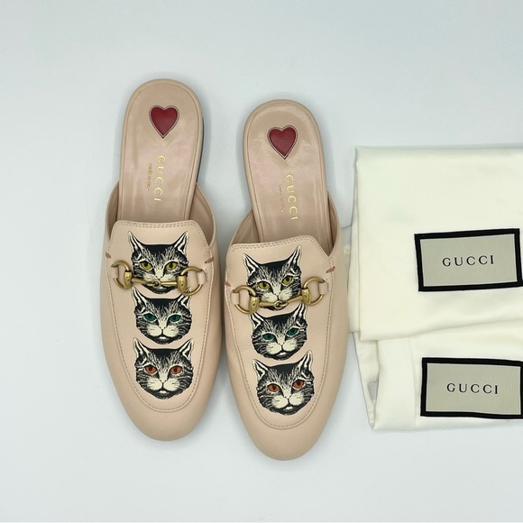 GUCCI Women's Princetown Leather Mule Slide Mystic Cat Pink Horsebit 36 - Picture 12 of 12